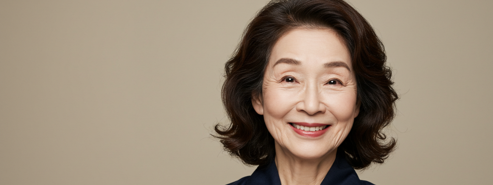 穏やかな表情でほほえむ女性